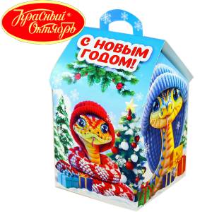 Сладкий подарок на Новый Год в картонной упаковке весом 600 грамм по цене 654 руб в Рославле